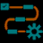 Smart workflows and business automation logo representing connected apps, CRMs, and intelligent systems that eliminate manual busywork.